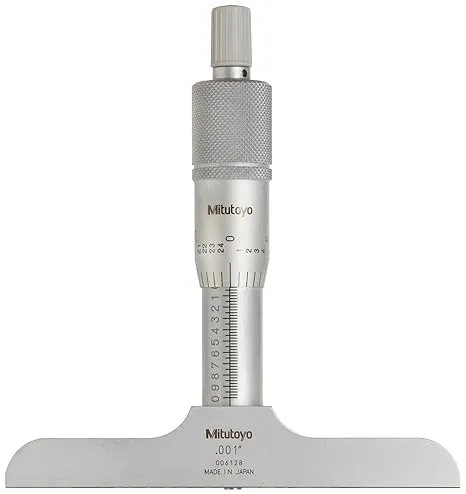 Mitutoyo 128-105 Vernier Depth Gauge, Micrometer Type, 0-1&#034; Range, Range 