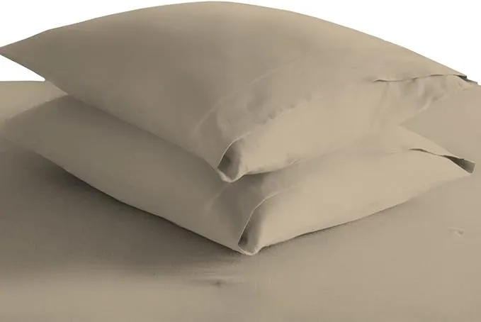 Cotton Queen Flat Sheet Simply Taupe, 400 Thread Count 100% Long Staple Cotton Soft Luxurious Sateen Weave Flat Bed Sheet With 4 Inch Hem By Pizuna (100% Queen Flat Sheet Sold Separetely)