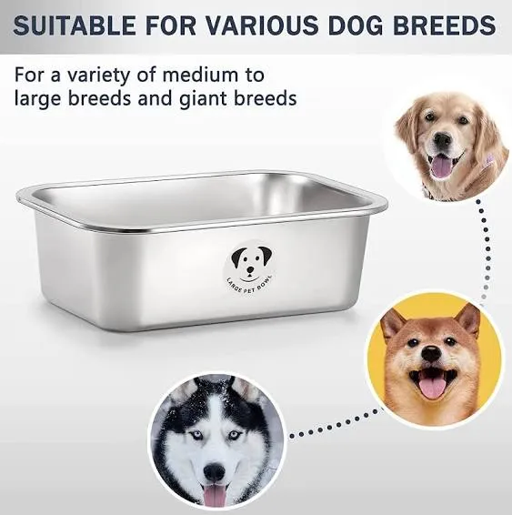 Stainless Steel Dog Bowls for Large Dogs, High Capacity Metal Dog Food Bowls, Dog Food and Water Bowls for Large, X-Large, and Big Dogs 2.65 Gallons