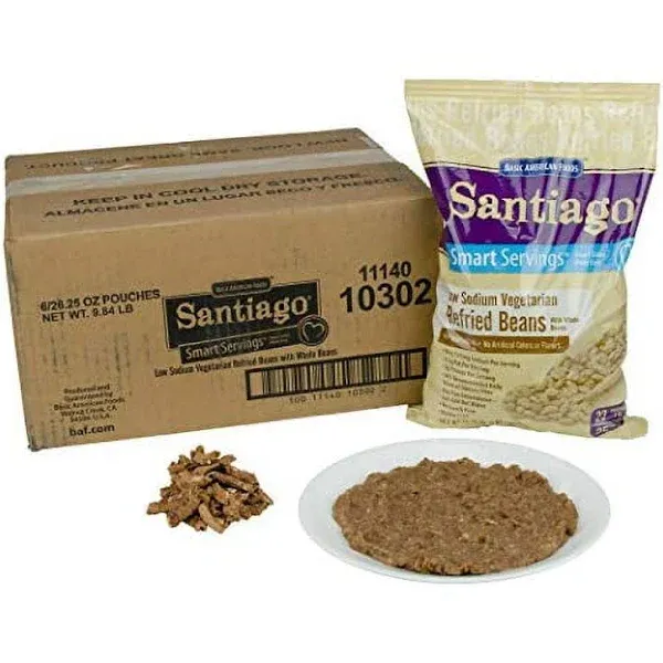 Santiago Low Sodium Dehydrated Vegetarian Refried Beans with Whole Beans, 1.64 Pound Bag