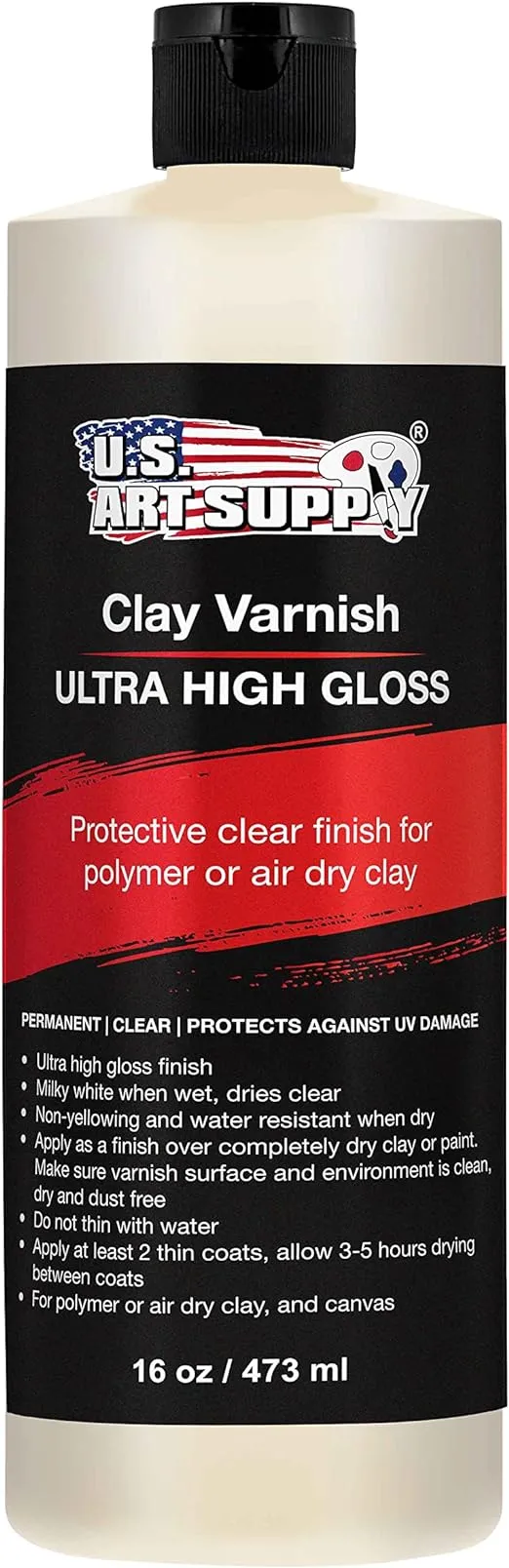 U.S. Art Supply Professional High Gloss Pouring Paint Art Topcoat & Clay Varnish, 16 oz. (Pint) - Clear Permanent Protective Finish for Pouring Masters Paint Artwork, Polymer & Air Dry Clay Sculpture