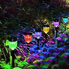 Ollivage Solar Pathway Lights Outdoor, Solar Garden Lights Color Changing Solar ...