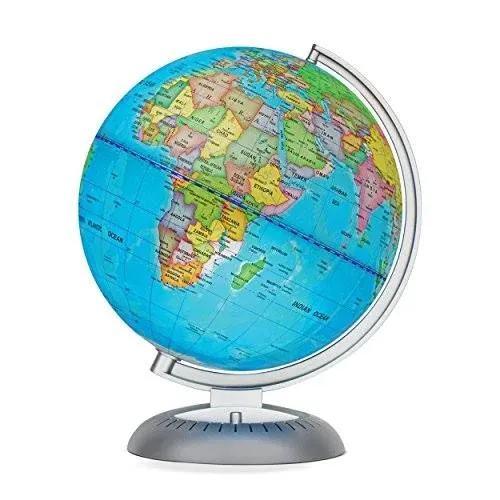 Illuminated Globe of the World with Stand | World Globe for Kids Learning with Build in LED Night Light | Light Up Earth Globe for Children | 8” Globe for Home, Desk, Classroom