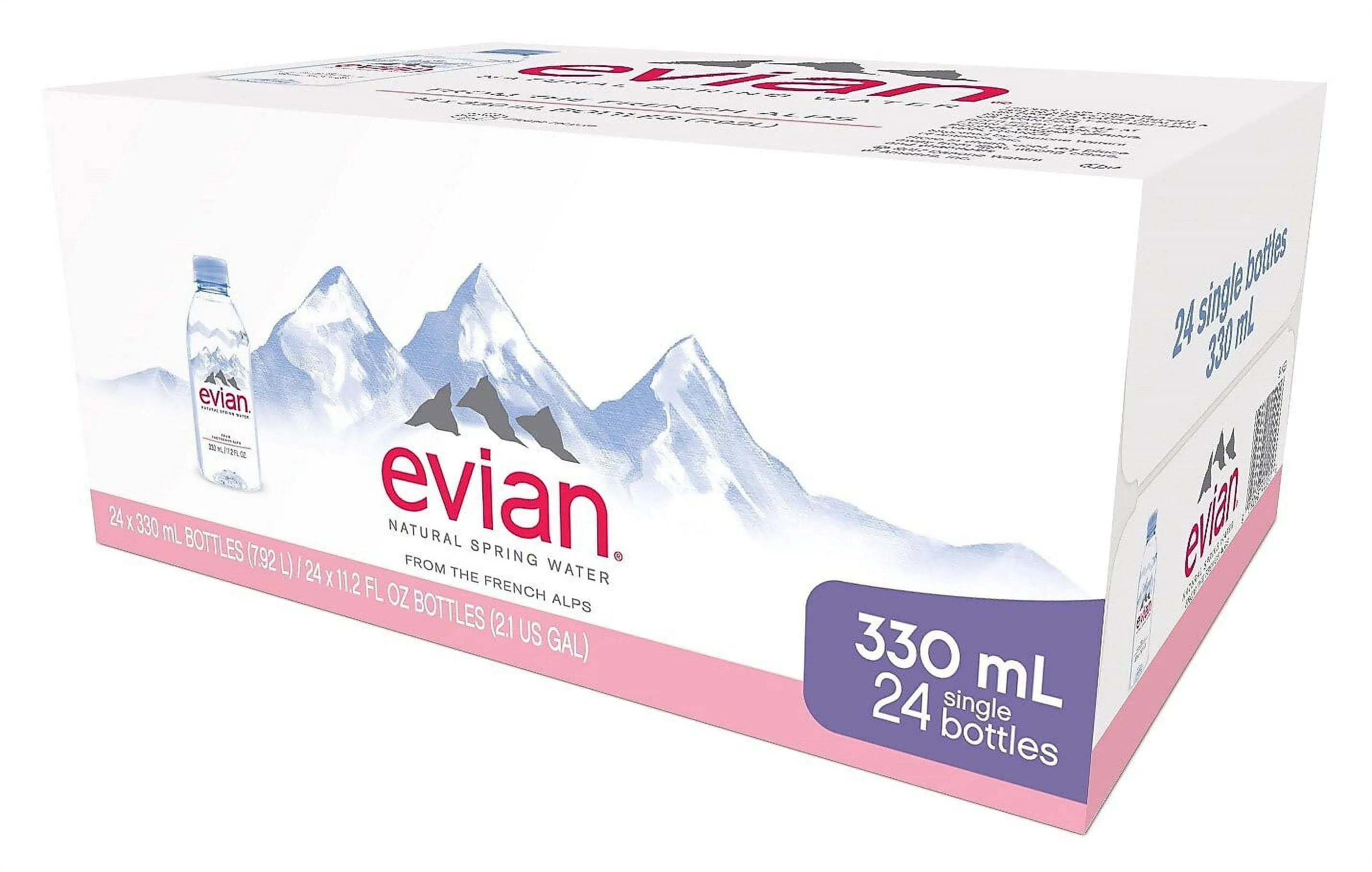 Evian Natural Spring Water One Case of 12 Individual Bottles Each Bottle Is 1 Liter Naturally Filtered Spring Water in Large Bottles 3 Cases 36 Cou