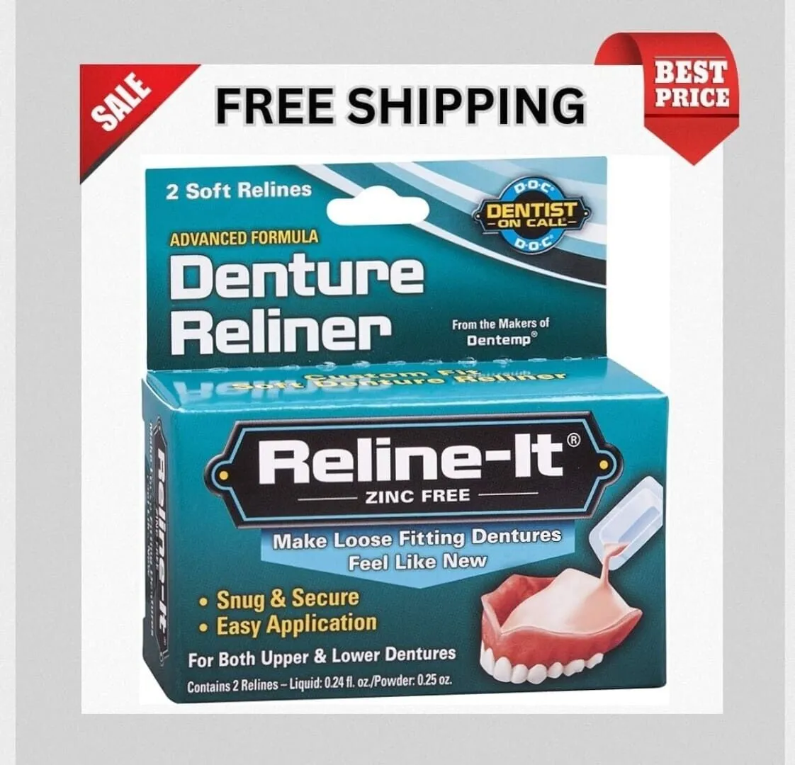 Dentemp Reline-it Denture Reliner for Upper and Lower Dentures, Zinc-Free