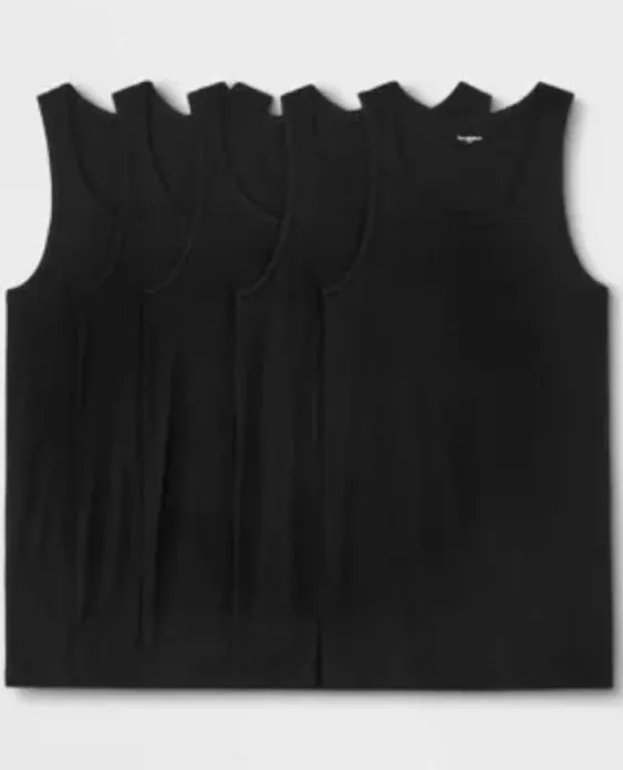 Men's 4+1 Bonus Pack Tank Top - Goodfellow & Co Black | Color: Black | Size: XL ...