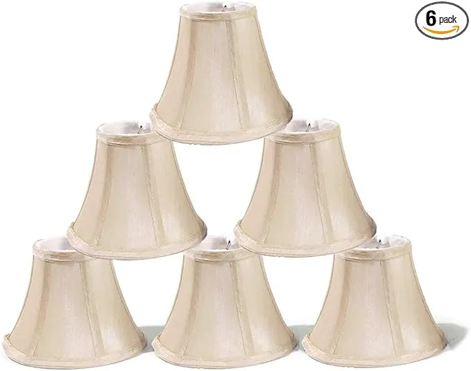 Urbanest Chandelier Lamp Shades, Set of 6, Soft Bell 3"x 6"x 5" Cream, Clip on