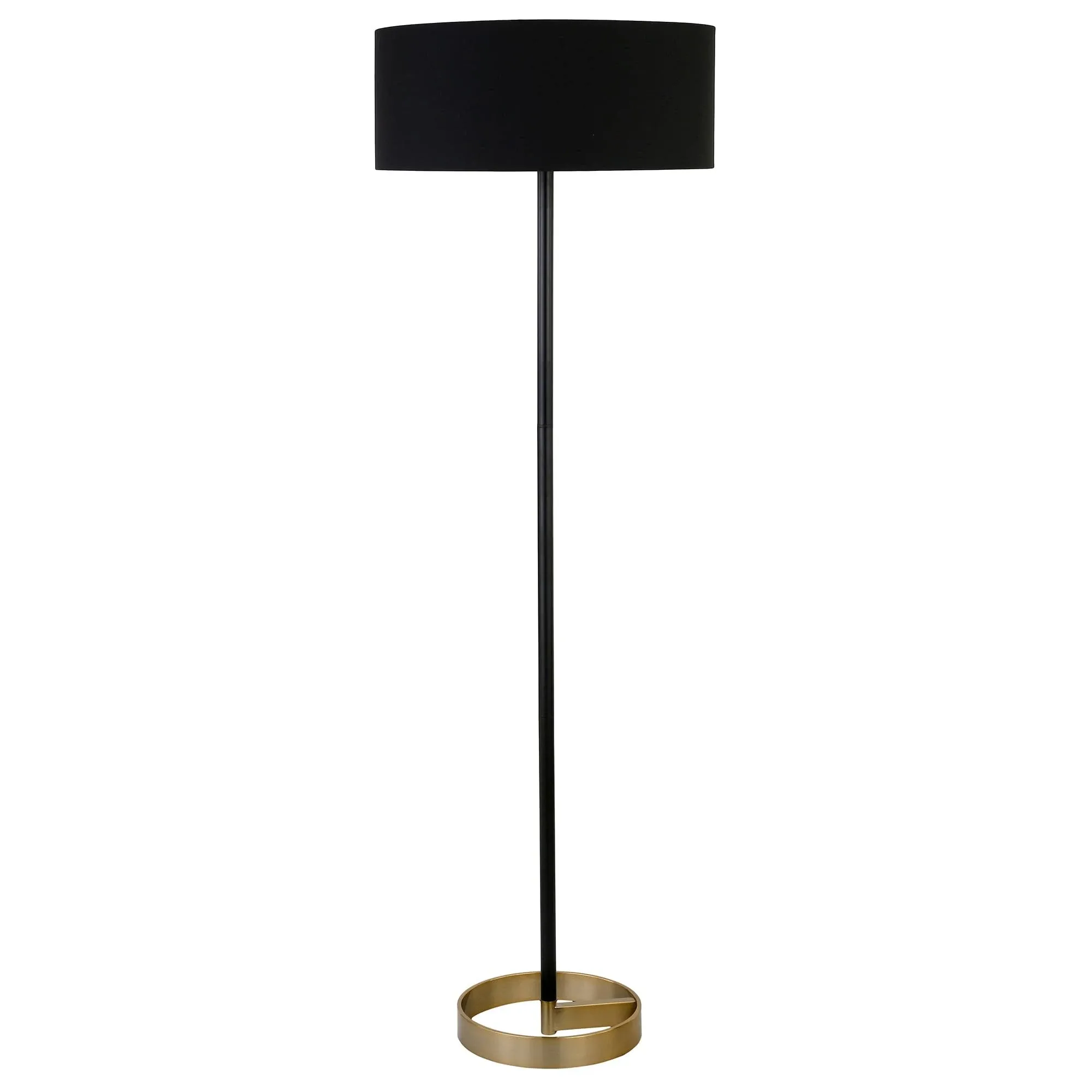 Henn & Hart FL1159 Estella Two-Tone Floor Lamp with Black Shade Matte Black & Brass