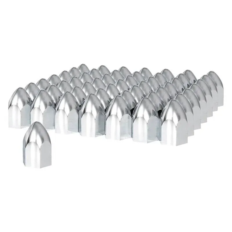 United Pacific 1-1/2" x 2-3/4" Chrome Plastic Bullet Nut Cover - Push-On (60/Pack)