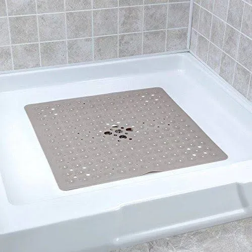 SlipX Solutions Essential Square Shower Mat, 21"x21", Grippy Textured Surface, 25% Stronger Suction Cups, Non-Slip Shower Floor Mat for Bathers of All Ages, Fits Standard Shower Stalls & Tubs, Blue