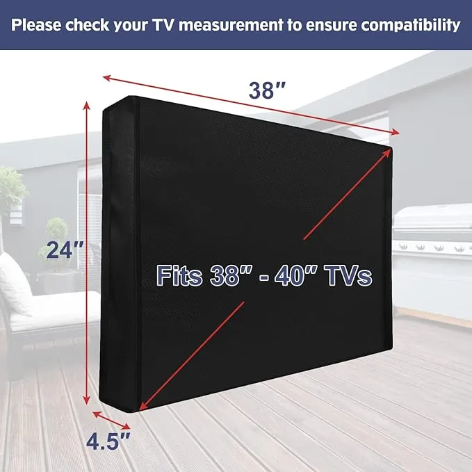 Mounting Dream Outdoor TV Cover Weatherproof with Bottom Cover for 38-40 inch TV, Waterproof and Dustproof TV Screen Protectors with Remote Control Pocket for Outside LED, LCD, OLED Flat Screen TVsMounting Dream Outdoor TV Cover Weatherproof with Bottom 