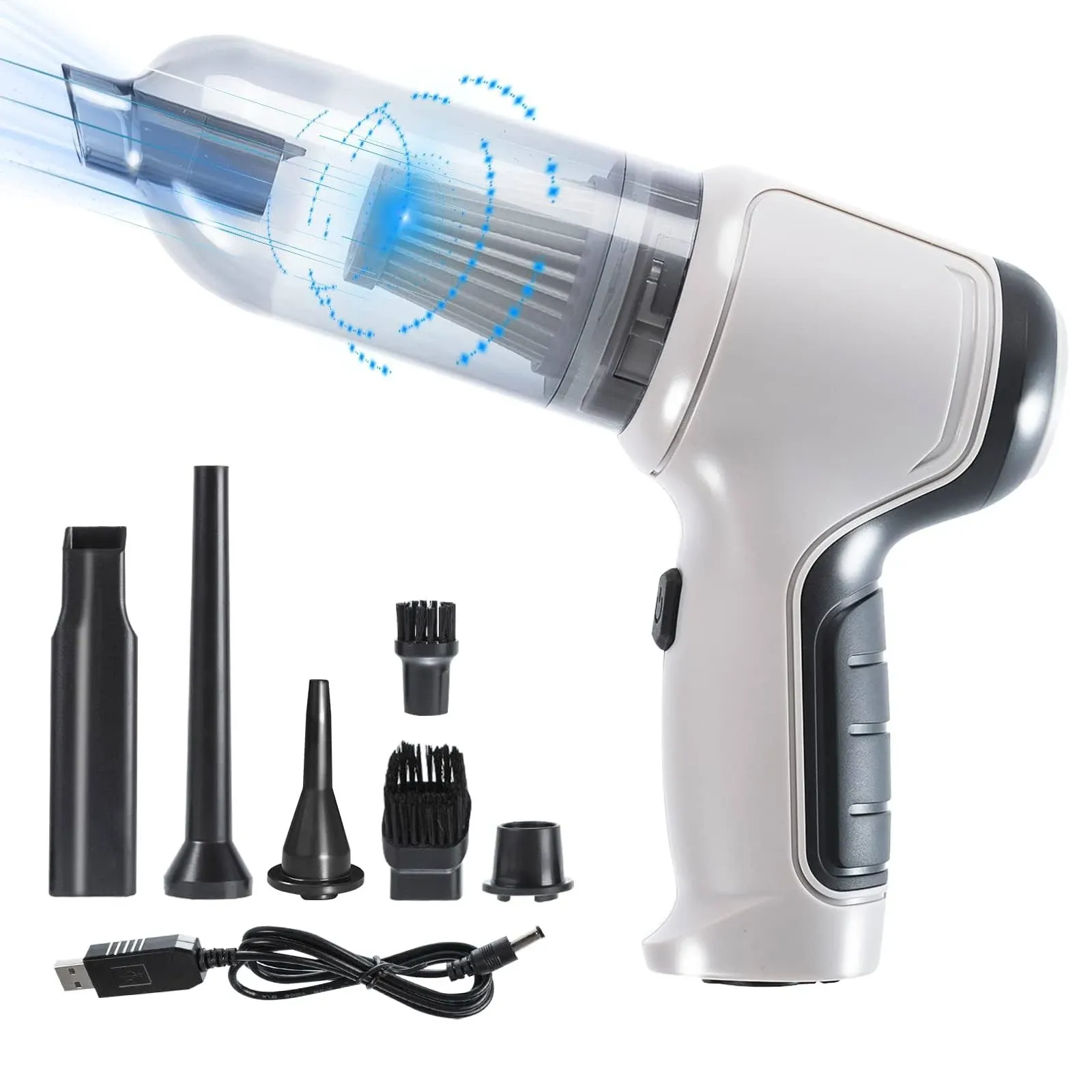 Mini Handheld Vacuum Cordless, Portable Car Vacuum Cleaner Rechargeable 9000PA Suction,Dust Buster Mini Cordless Handheld Vacuum Rechargeable Wet & Dry Vacuum wih 5 Brush Heads