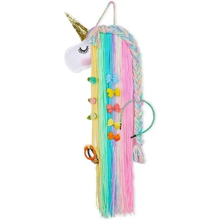 ZTOO Unicorn Hair Clips Organizer for Girls Wall Hanging Cute Baby Headband Storage Hanger for Girls Room Bedroom Home Decoration