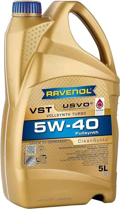 RAVENOL VST 5W-40 Motor Oil 5L | MB 229.5, Porsche A40, BMW LL-01, MS-10850