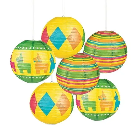 Fiesta Party Paper Lanterns (6Pc) - Party Decor - 6 Pieces