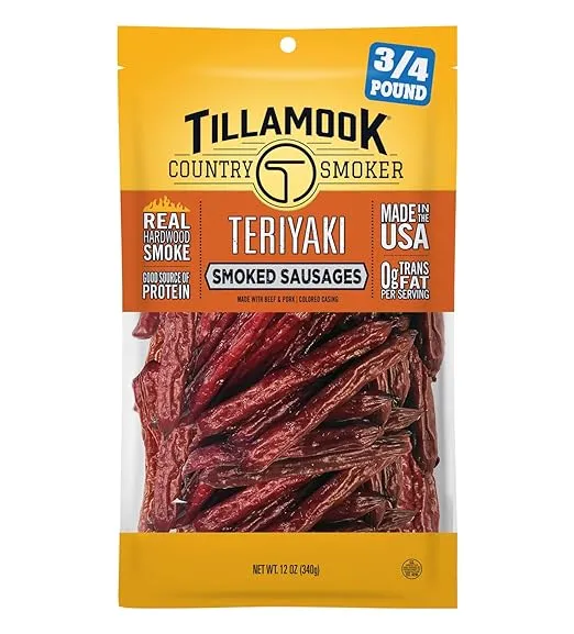 Tillamook Country Smoker Real Hardwood Smoked Sausages, Teriyaki, 12 Ounce
