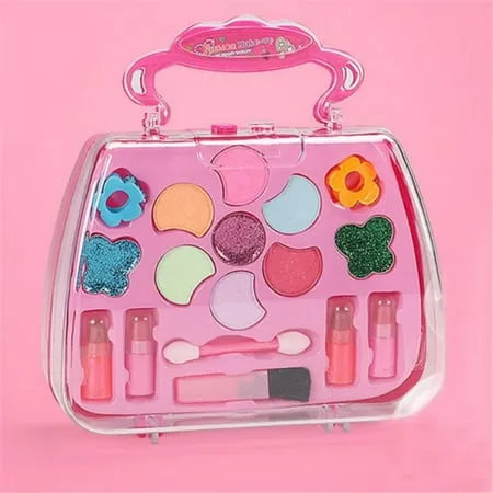 URMAGIC Kids Makeup Kit for Girl - 17Pc Real Washable Non Toxic Play Princess Cosmetic Set - Ideal Birthday for Little Girls Ages 3 4 5 6 Year Old Child