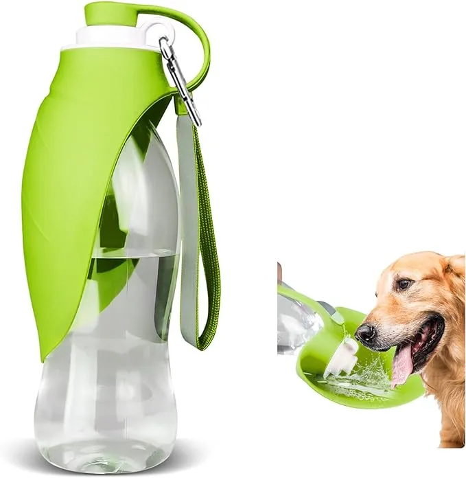 Dog Water Bottle, Portable Pet Water Dispenser Feeder Leak Proof with Drinking Cup Dish Bowl for Outdoor Walking, Hiking, Travel, 20OZ Water Bottle Fit for Small to Large Dogs and Cats Green