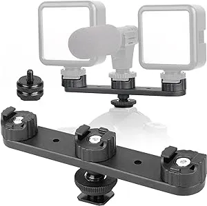 Cold Shoe Mount Triple Mount Extension Bar Hot Shoe Adapter for Camera Flash