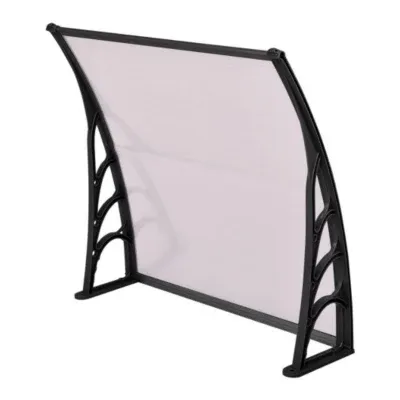 10 ft. Polycarbonate Transparent Window Door Awning with Black Bracket