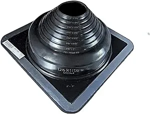 Dektite Premium #4 Black EPDM Metal Roof Pipe Flashing, Square Base, Pipe OD 3" to 7"