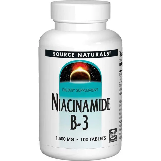 Source Naturals Niacinamide B-3, Dietary Supplement* - 1500 mg, 100 Tablets