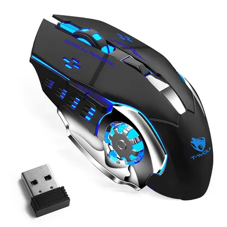 Rechargeable Wireless Bluetooth Mouse Multi-Device (Tri-Mode:BT 5.0/4.0+2.4Ghz) with 3 DPI Options Ergonomic Optical Portable Silent Mouse for Tecno Phantom X Blue Black