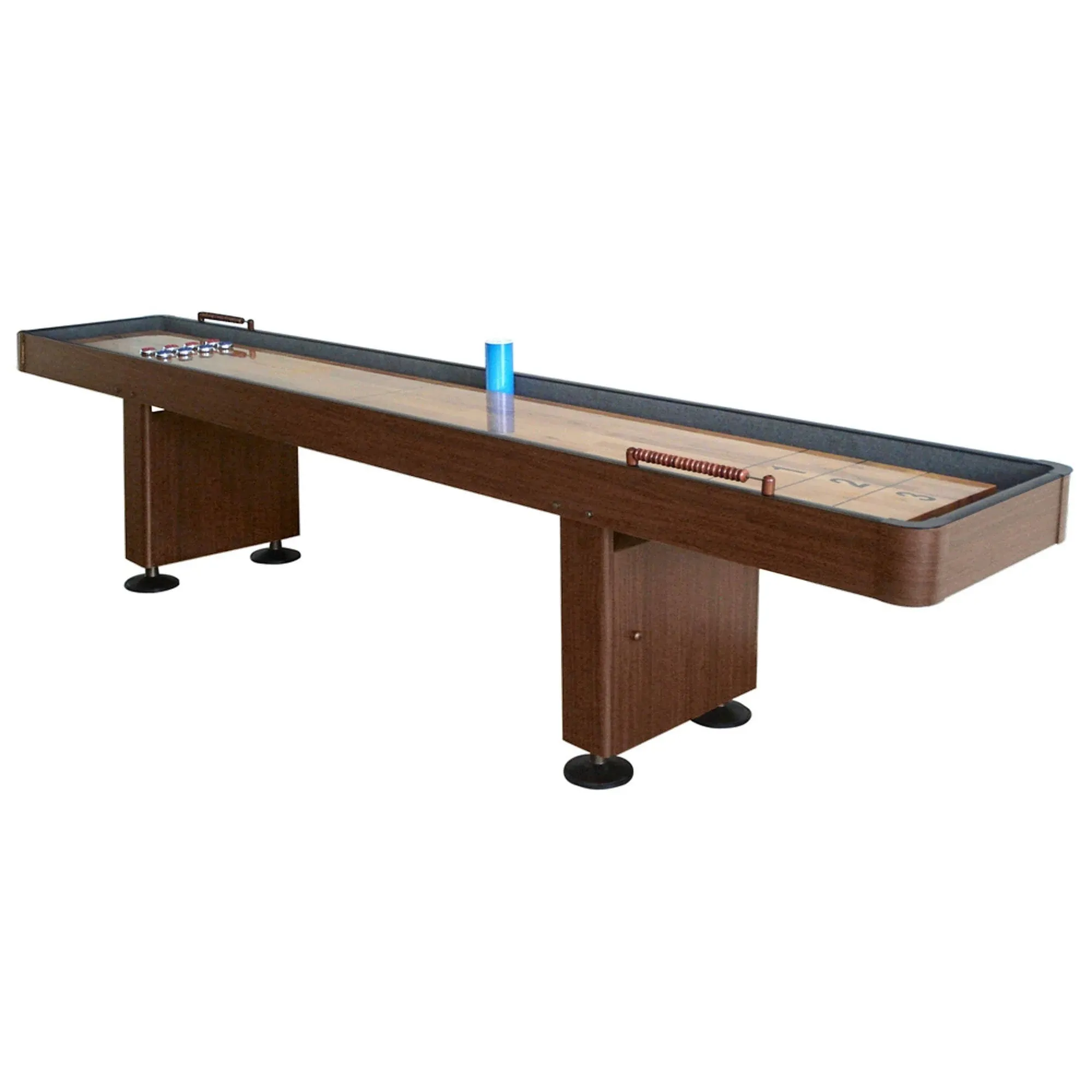 Challenger 12-Ft Shuffleboard Table w/ Storage-Walnut Finish