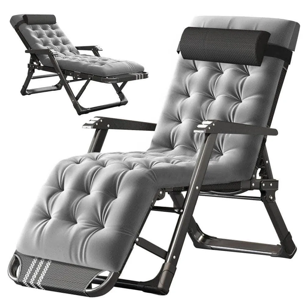 BOZTIY Recliner Lounge Chair 13&#034;Adjustable Headrest in Ice Black w/ Side Tray