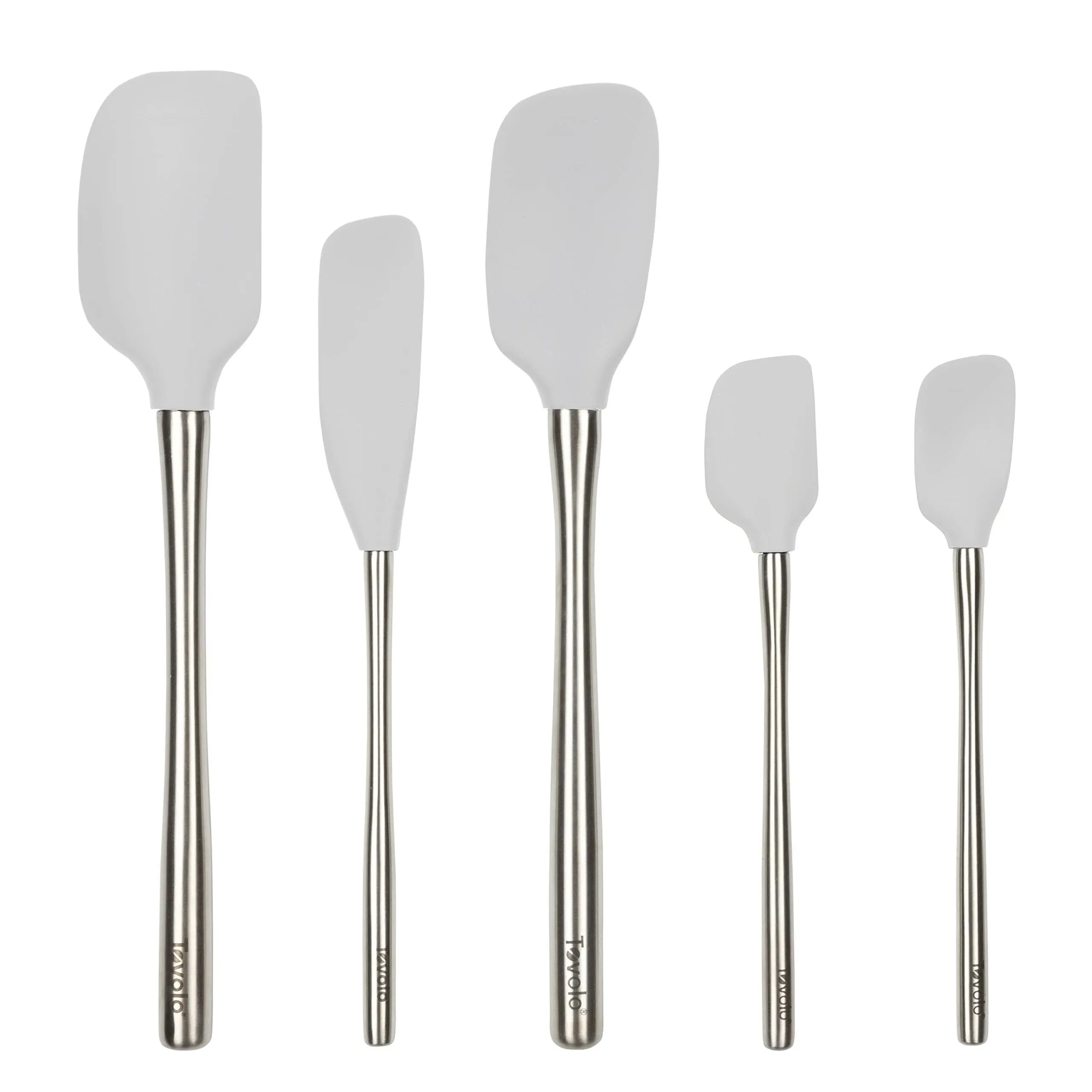 Tovolo Flex-Core Silicone and Stainless Steel 5-Piece Spatula Set Gray