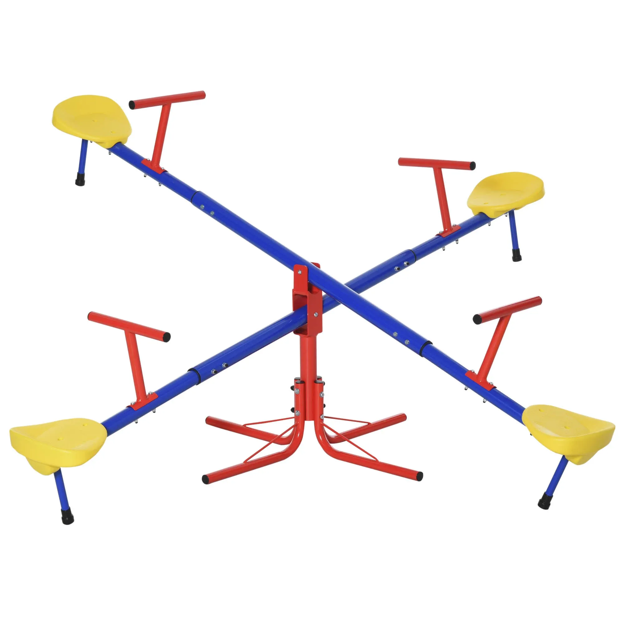 Outsunny Teeter Totter 4 Seat Outdoor Seesaw for Backyard Multiple Kids Playground