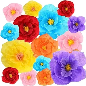 43pcs Cinco de Mayo Fiesta Supplies Paper Flowers, Hanging Paper Fans and Banner for Mexican Themed Party Decorations, Carnivals