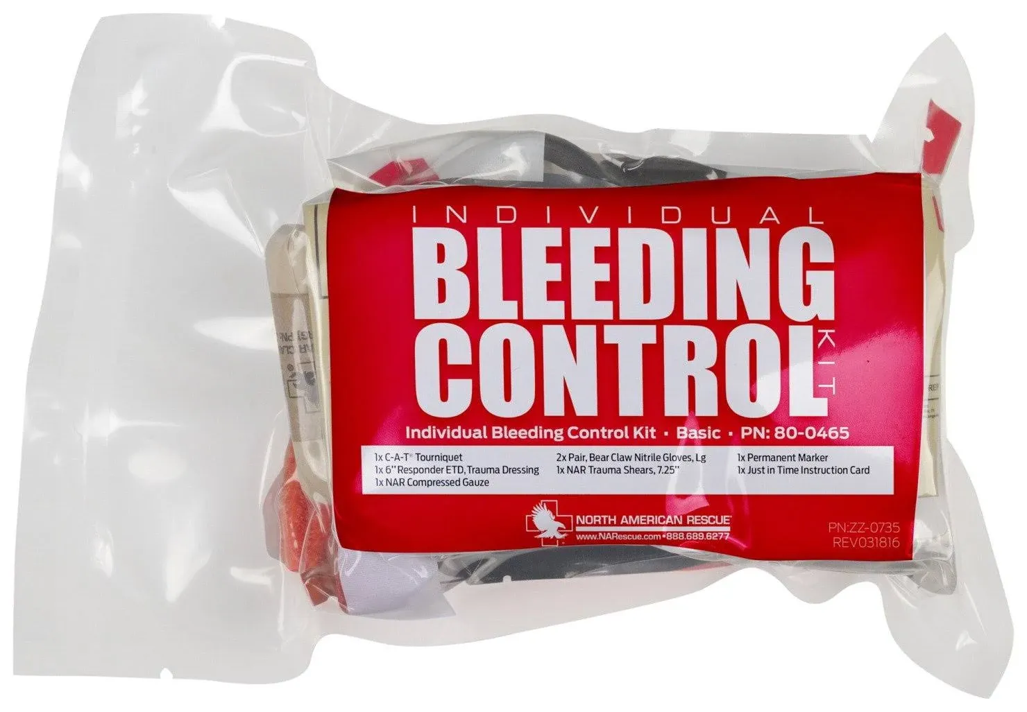 North American Rescue Public Access Individual Bleeding Control Kit (Basic) NAR Vacuum Sealed Blood Control with C-A-T Tourniquet, Blanket, ETD, Gauze (80-0465)