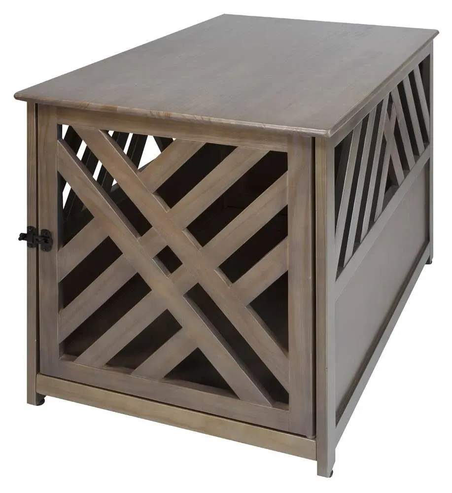 Casual Home Modern Lattice Wooden Pet Crate End Table