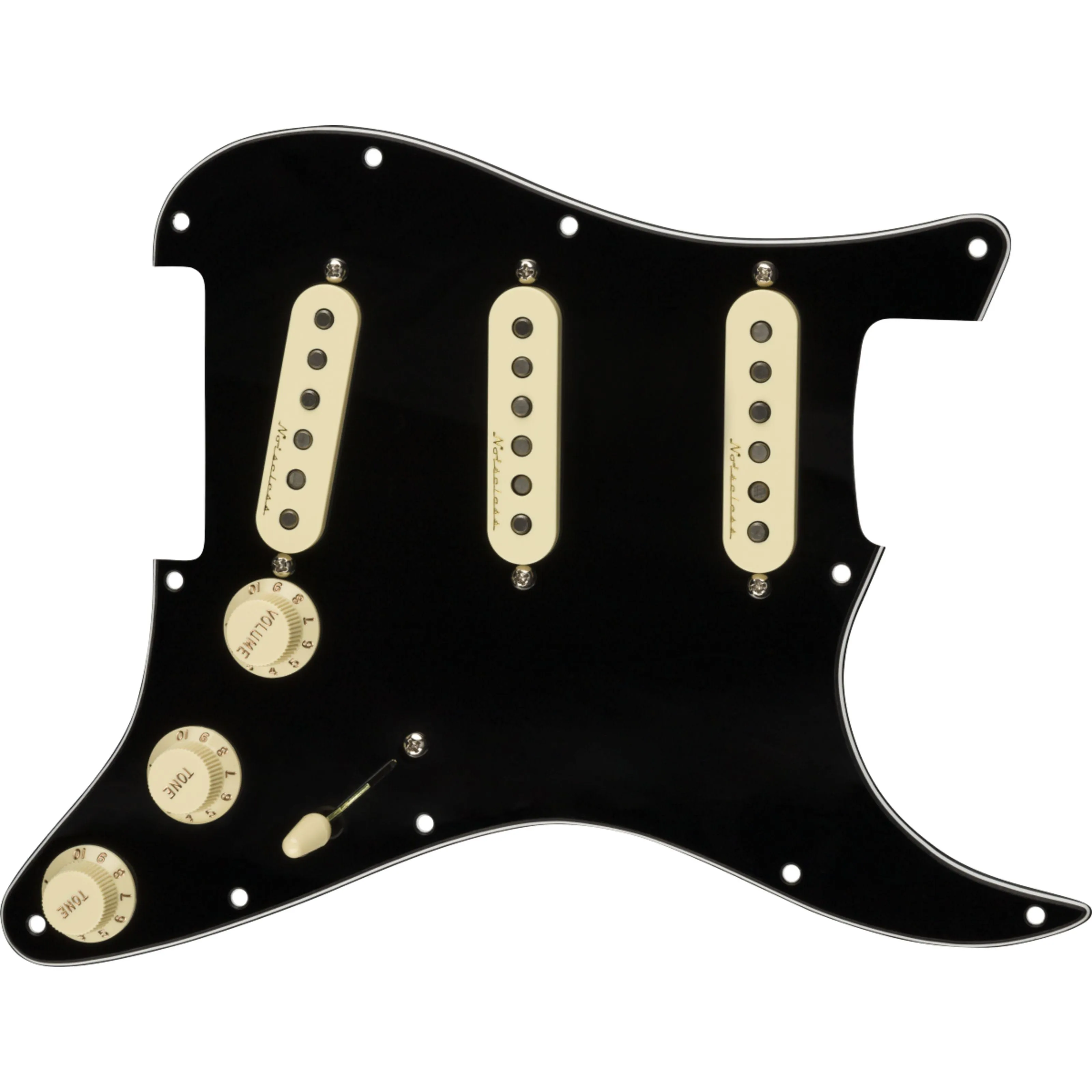 Fender Pre-Wired Strat® Pickguard, Vintage Noiseless SSS, Black, 0992344506