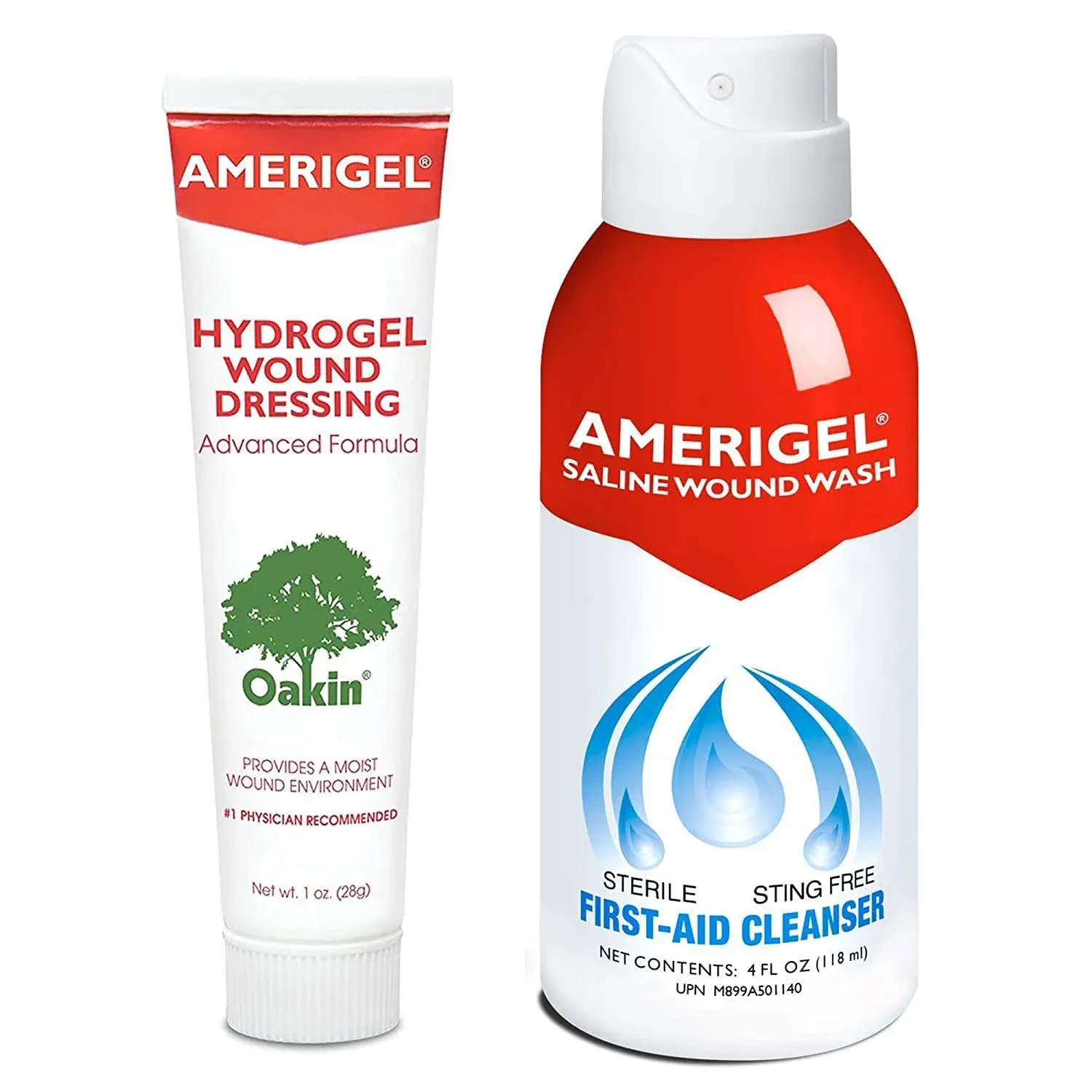 AMERIGEL Wound Care Bundle - 1 oz. Hydrogel Wound Dressing, 4 fl oz. Saline Wound Wash - Moisture-Rich Healing and Advanced Skin and Wound Care