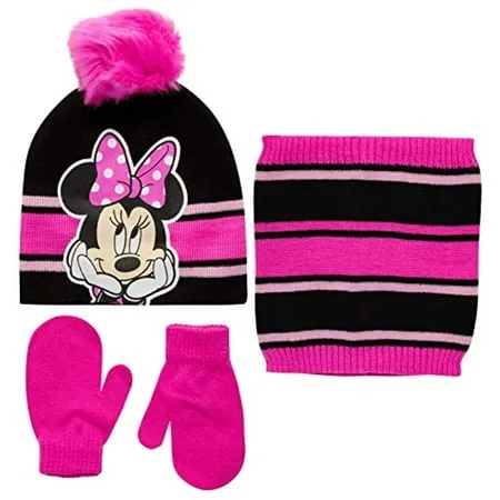 Disney Girls' Minnie Mouse or Frozen Winter Hat, Mittens or Gloves, and Gaiter ...