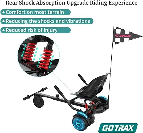 Gotrax Hoverboard Kart Seat Attachment Accessory for 6.5" 8" 8.5" 10" Self Balancing Scooter, Adjustable Frame Length and Handlebar Control Buggy Attachment, Hover Board Go Kart Accessory Kids Adults