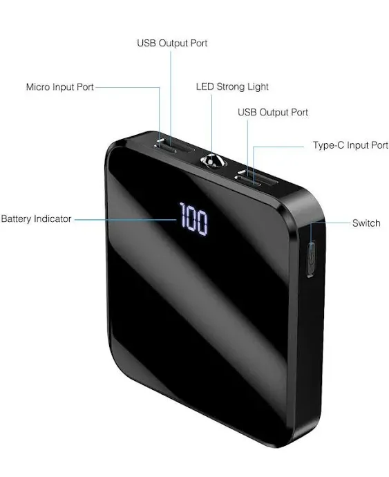 10000mah Mini Power Bank Dual Usb Portable Battery Charger For