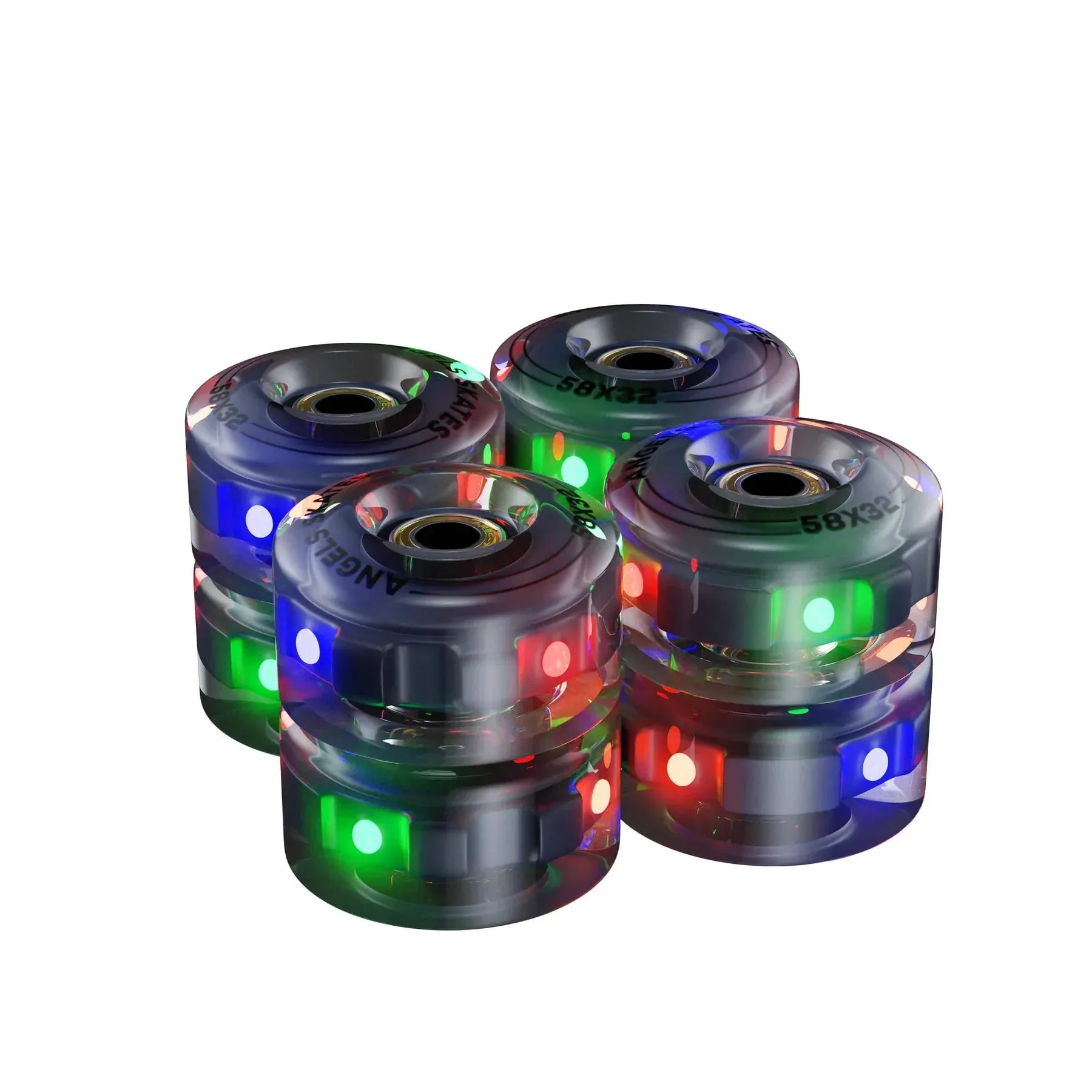 Angels Skates Replacement Wheels - 58 x 38mm  85A Hardness Quad Roller Skate Wheels with Bearing Installed - Suitable for Roller Skating  Skateboarding  Indoor & Outdoor Use - 8 Pack - LED