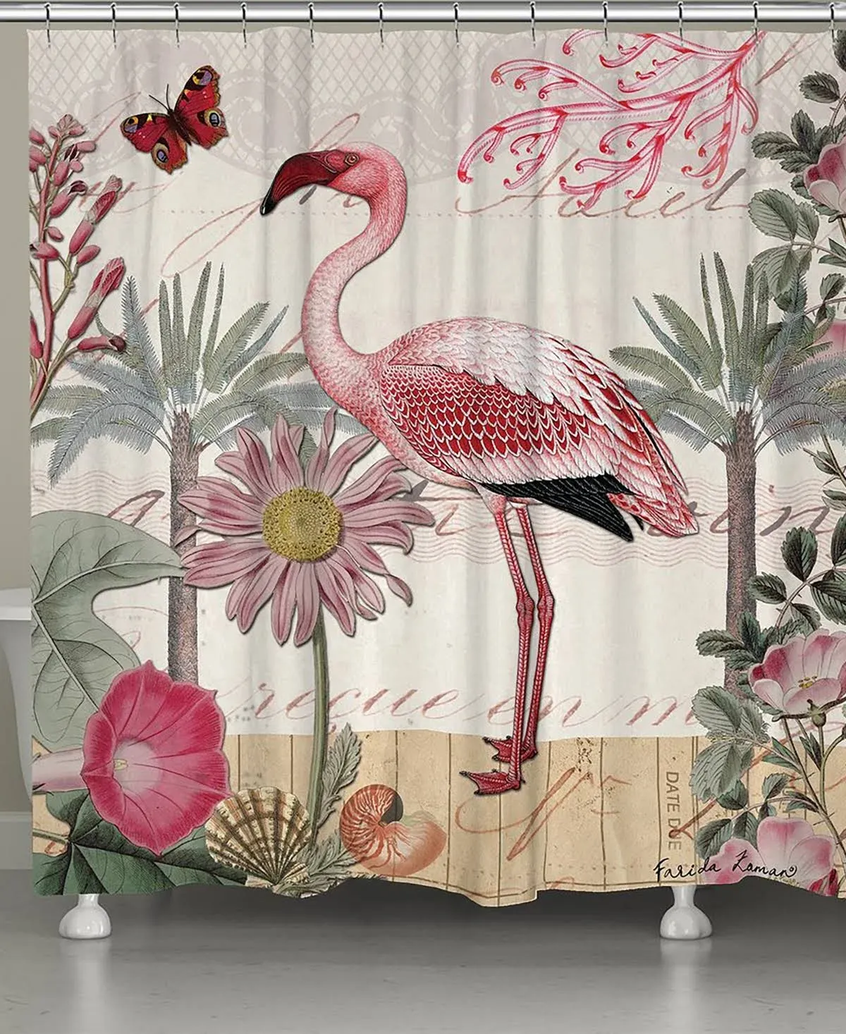 Botanical Flamingo Shower Curtain