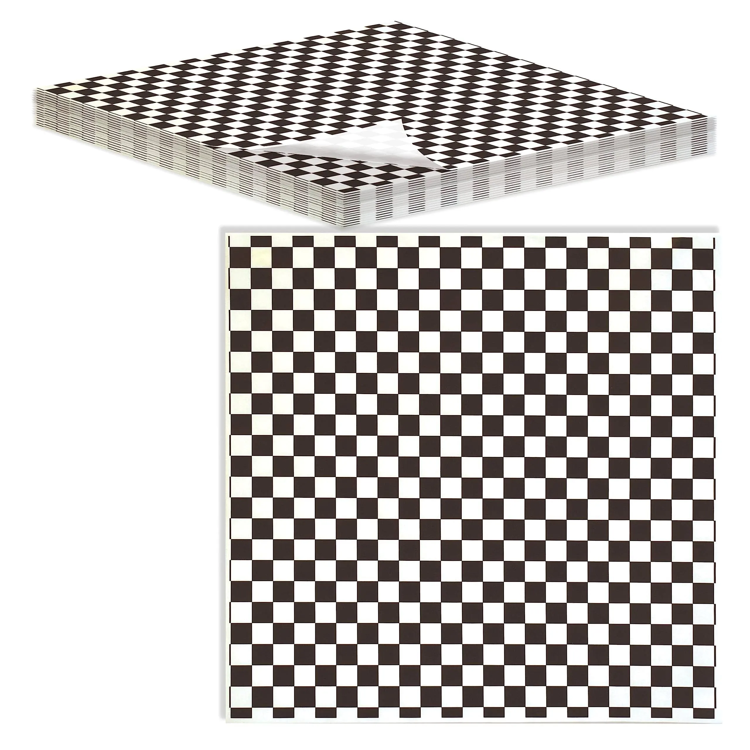 Checkered Deli Dry Wax Paper Sheets, 12 x 12 inch, Greaseproof Deli Wrap for 