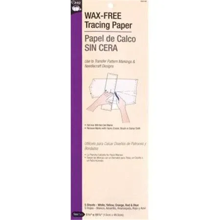 Dritz Wax-Free 5-1/8" x 19-1/2", 5 Sheets, Assorted Tracing Paper, 5-1/8 x 19-1/2-Inch, Colors May Vary