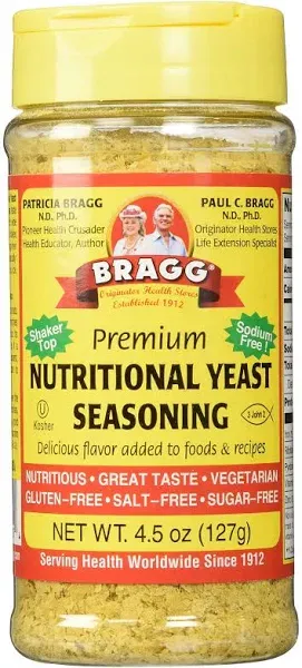 Bragg Premium Nutritional Yeast Seasoning -Vegan, Gluten Free 4.5 Ounce (Pack 2)