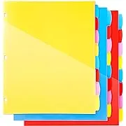 8 Tabs Plastic Dividers with 2 Clear Pockets - 6 Sets, Pocket Dividers for 3-...