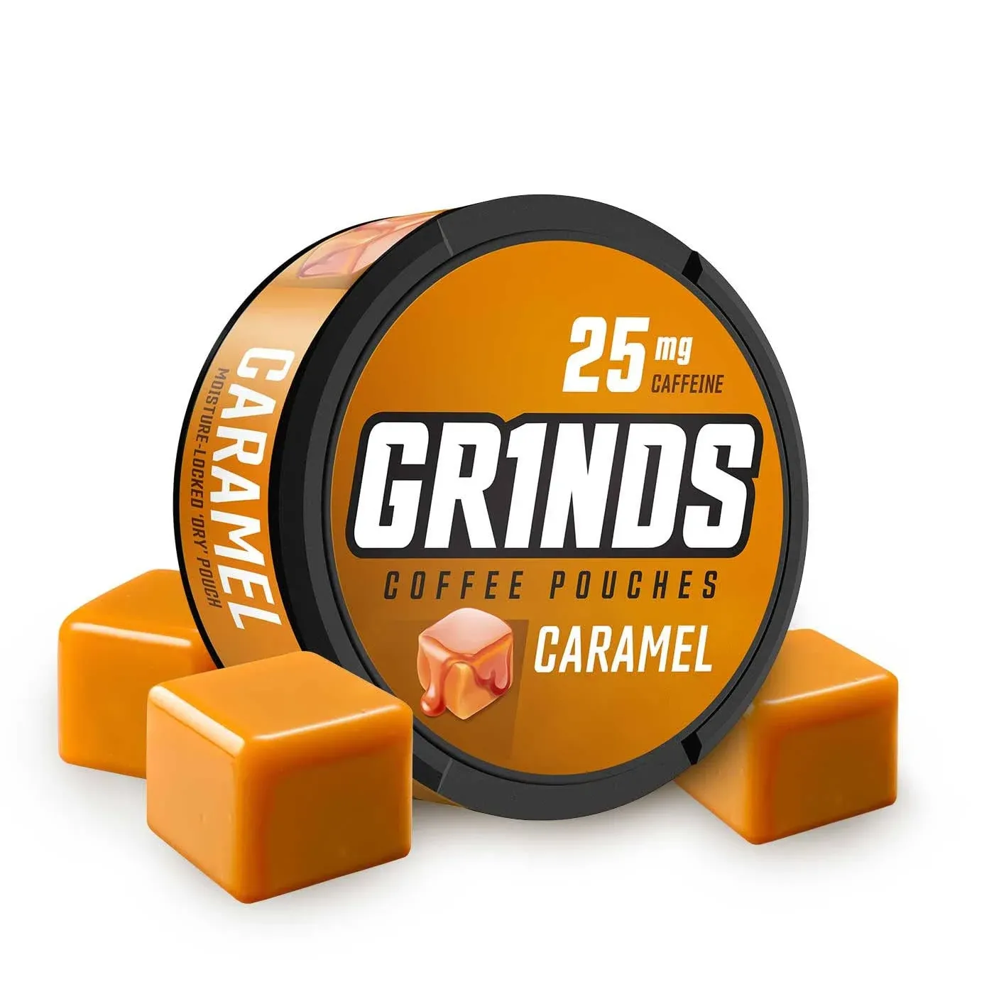 Grinds Coffee Pouches | 10 Cans of Caramel | 18 Pouches Per Can | 1 Pouch eq. 1/4 Cup of Coffee (Caramel)