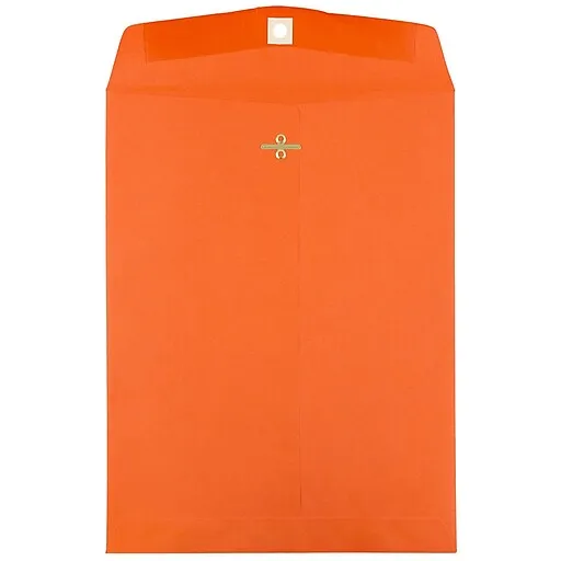 JAM Paper 10" x 13" Open End Catalog Colored Envelopes with Clasp Closure, Orange Recycled, 10/Pack (913745B) | Staples