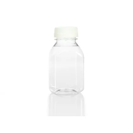 (6) 8 oz. Clear Food Grade Plastic Juice Bottles 8 oz. with Caps (6/pack) (8 oz., White Lids)