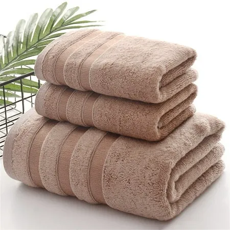 MintLimit Soft Linen Towel Set 1 Bath Towels 2 Washcloths Super Soft and Absorbent 100% Turkish Cotton Towels for Bathroom and Kitchen Shower Towel Khaki