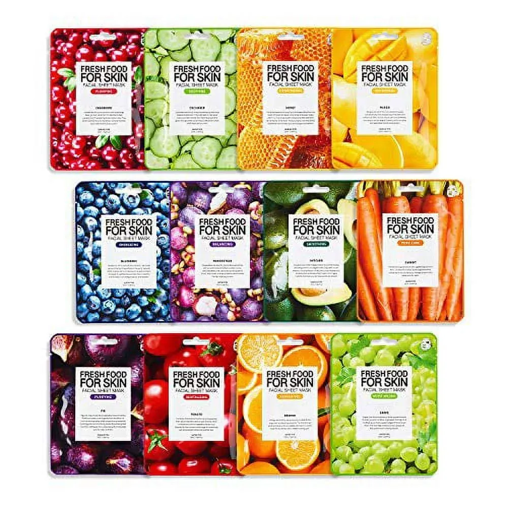 FARM SKIN Beauty Facial Sheet Mask 12 pcs Set | Variety | Cruelty-Free | Essence Moisturizing Collection | Face Mask Skin Care | Korean Sheet Mask